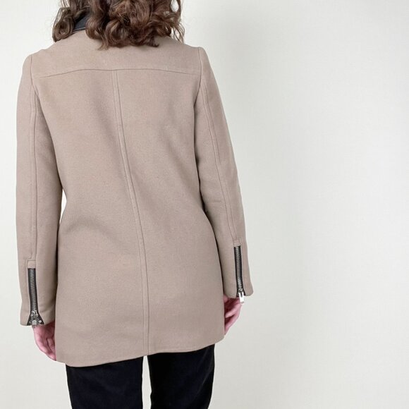 Mackage Wool Cashmere Leather Coat Jacket Moto Long Peacoat Preppy Motorcycle - Picture 3 of 11